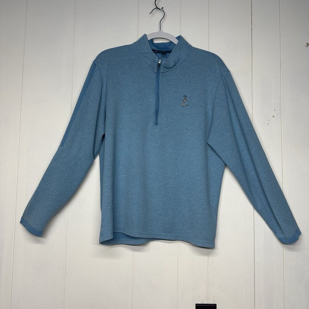 Adidas Men’s Large Blue 1/4 Zip Pullover Embroidered Logo Golf Jacket